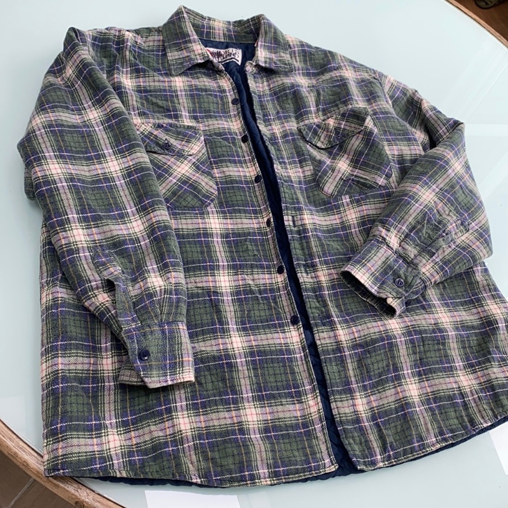 Vintage insulated flannel shirt jacket workwear xl cabincore